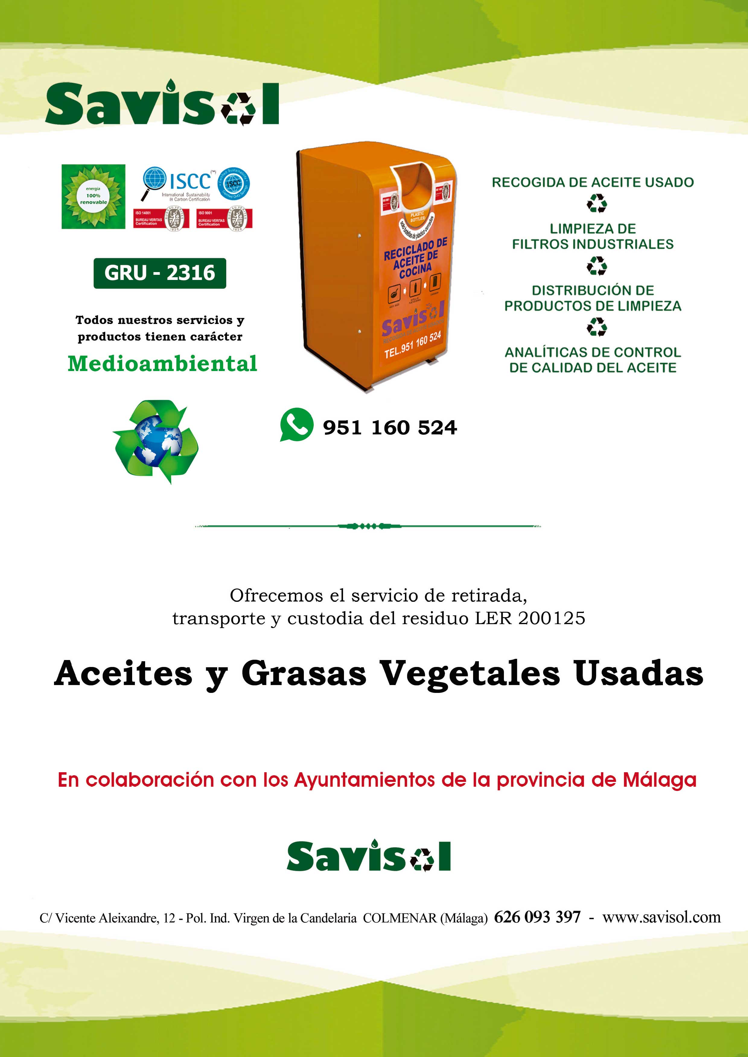 Savisol Aceite Usado Málaga